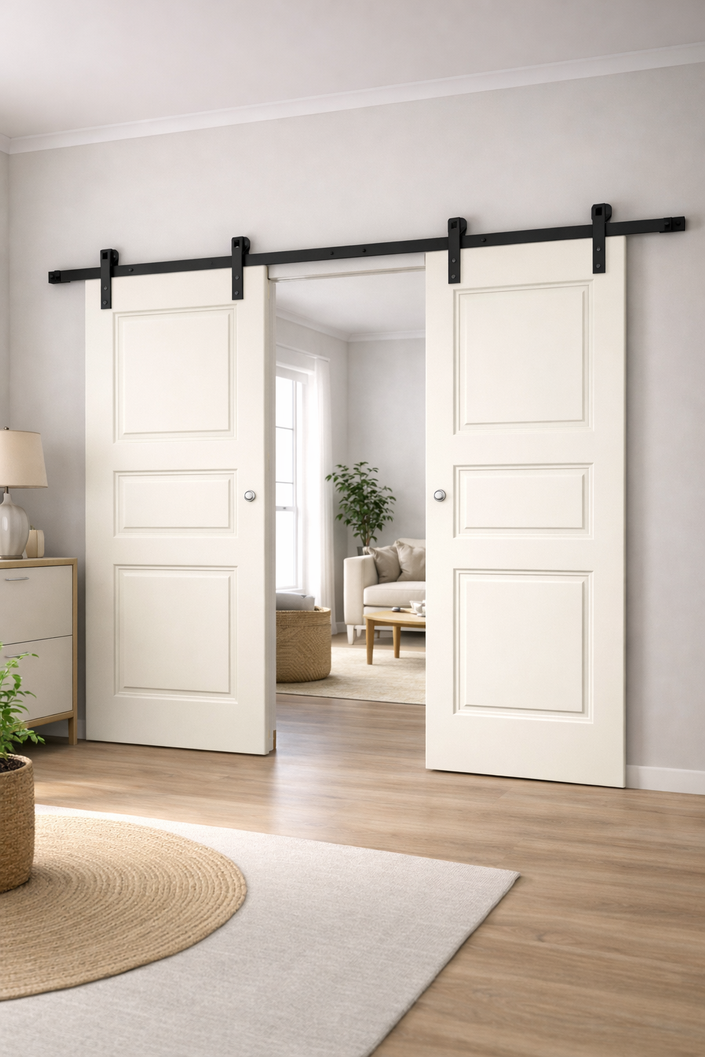 Mittatilaus liukupariovisetti seinän päälle Style 1 valkoinen