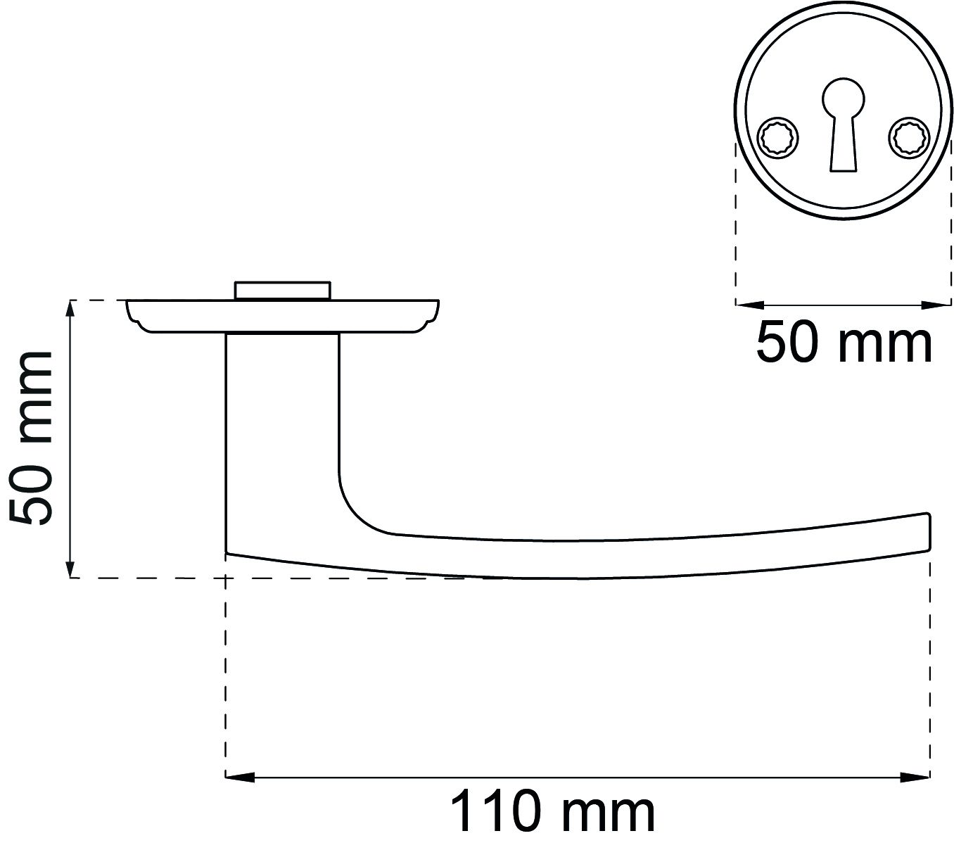 Väliovenpainike Torino avainkilvellä, harjattu kromi